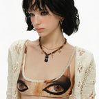 Natural Tiger Eye Stone Necklace — Double-Layer Ancient Egyptian Bastet Cat Goddess Protection