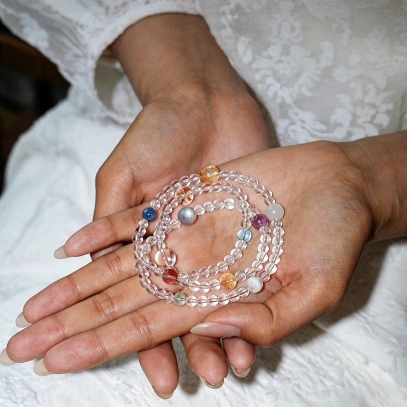 Clear Quartz & Multi-Stones Bracelet– Purify Mind, Open Path, Attract Luck