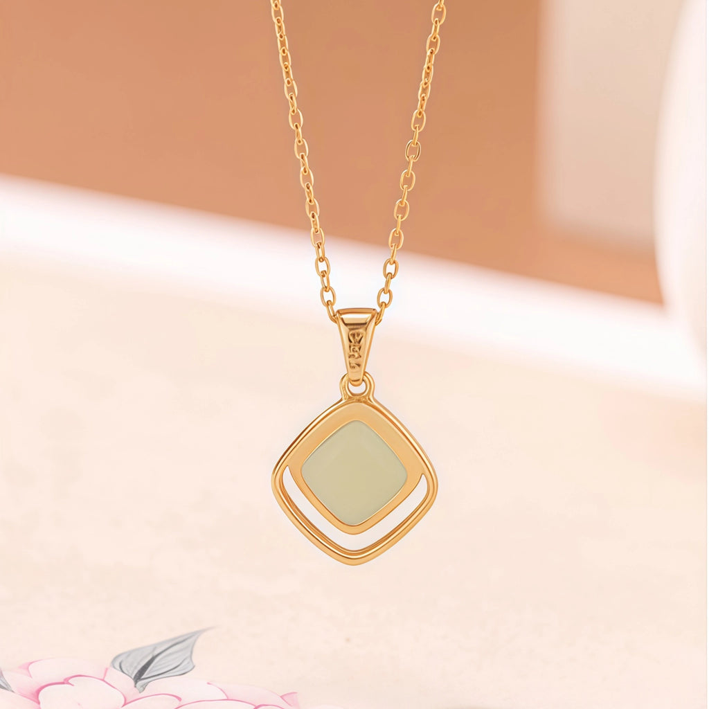 Luxury Gold Square Pendant Necklace - Stability & Protection