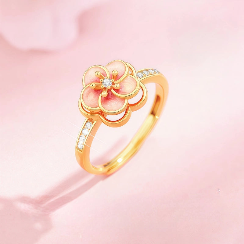 Bague Tournante Fleur de Cerisier Romantique - Bague de Pureté