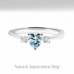 Natural Aquamarine Heart Ring - Wealth Attractor & Nobleman Luck