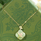 Oriental Clover‑Shaped Lotus Hetian Jade Matching Jewelry Set - Purify Mind