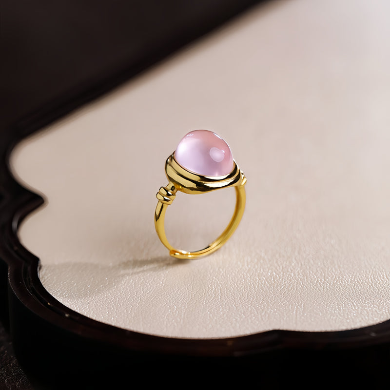 Rose Natural Quartz Ring - Attract Goodness  and Manifest Intentions