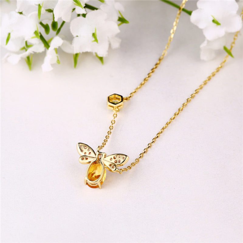 Collier Abeille Délicate en Citrine – Attraction de la Richesse & Douce Carrière