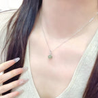 Elegant Hetian Jade Bead Silver Necklace - Calm & Protection