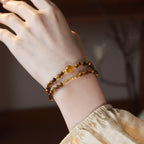 Natural Tiger Eye Stone Bracelet — Fortune-Attracting & Luck-Boosting Double Layer Stacked