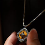 Natural Tiger Eye Stone Necklace — Men's Light Luxury Minimalist Long Style
