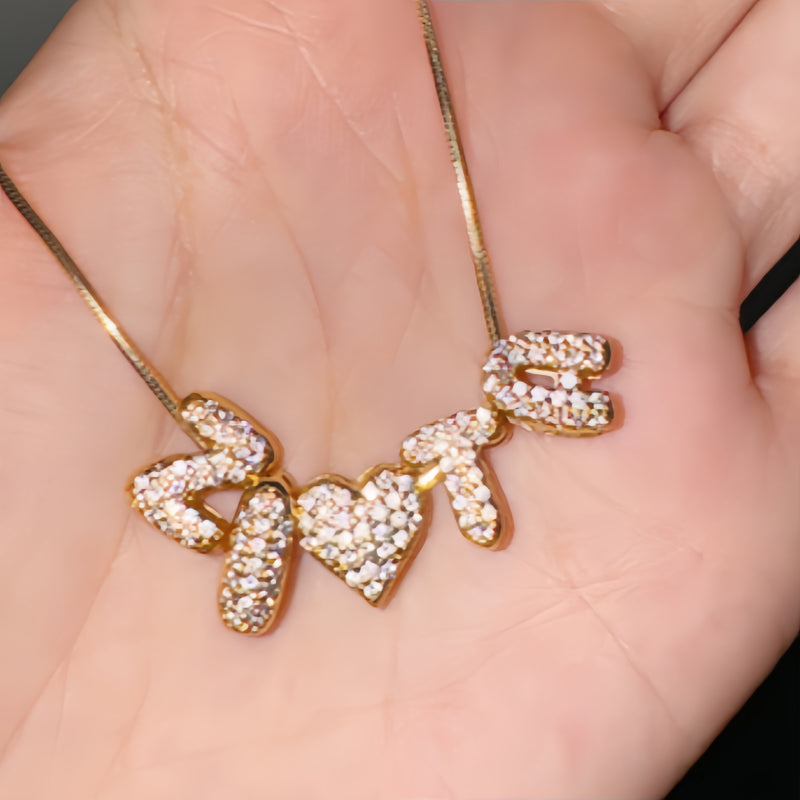 Craft Your Unique Signature | Custom 26 Letters DIY Paved Diamond Name Necklace