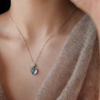 Collier pendentif gourde en aigue-marine naturelle - Équilibre l'élément eau et calme l'humeur