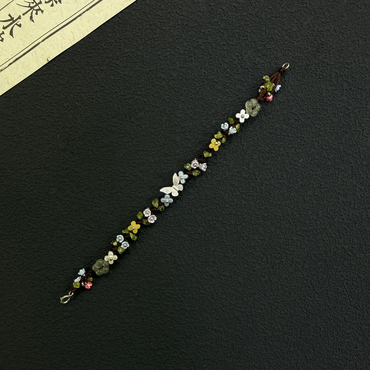 S925 Sterling Silver Butterfly Peridot Macrame Bracelet, Growth & Positive Energy Healing