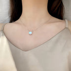 Pendentif Trèfle à quatre feuilles bleu en cristal naturel – Cadeau porte-bonheur pour elle / Maman