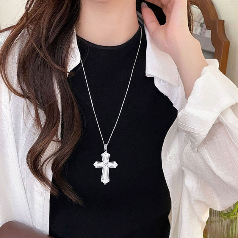 Divine Blessing Natural Clear Crystal Cross Necklace - The Master Healer Crystal