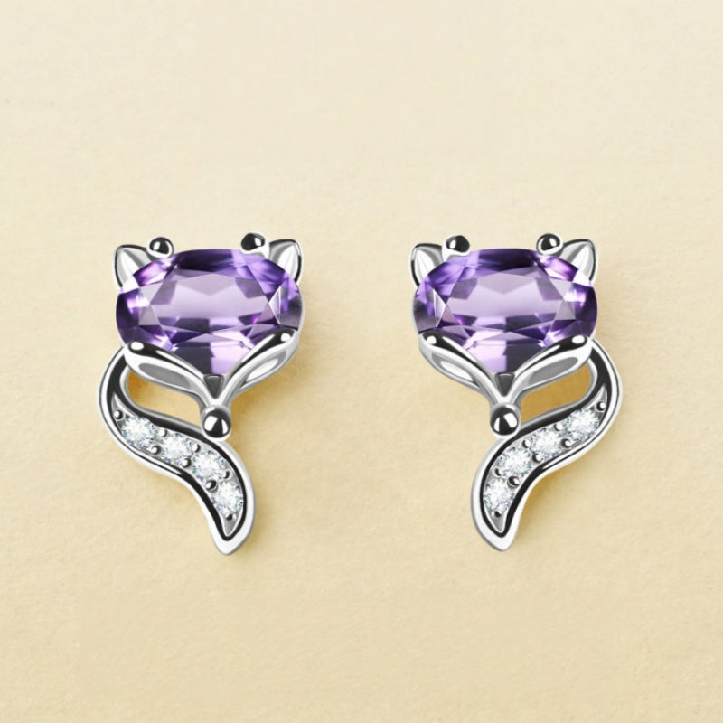 Mystic Fox Natural Amethyst Studs - Treat Yourself to A Touch of Grace and Charm