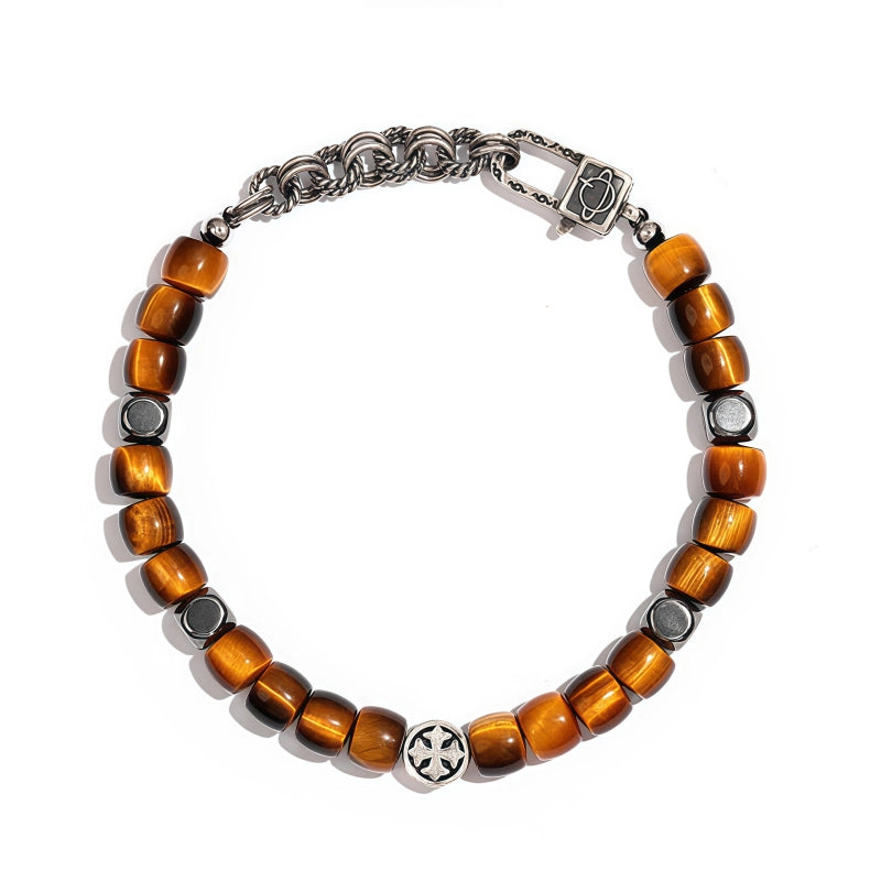 Bracelet en pierre naturelle Œil de tigre S925, Cadeau de Saint-Valentin pour petit ami