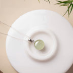 Hetian Jade Turnover Bead Pendant S925 Chain Necklace - Calm Mind and Steady Blessings