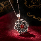 Lotus with Red Agate S925 Necklace - Clear All Negative Energy
