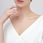 Collier goutte de rosée rose en cristal naturel