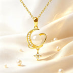 Collier lune et étoile en jade Hetian naturel