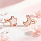 Moon Star Opal Rose Gold Earrings - Positive Energy Chase Negativity