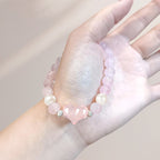Natural Rose Quartz & Freshwater Pearl Bracelet - True Love Prelude