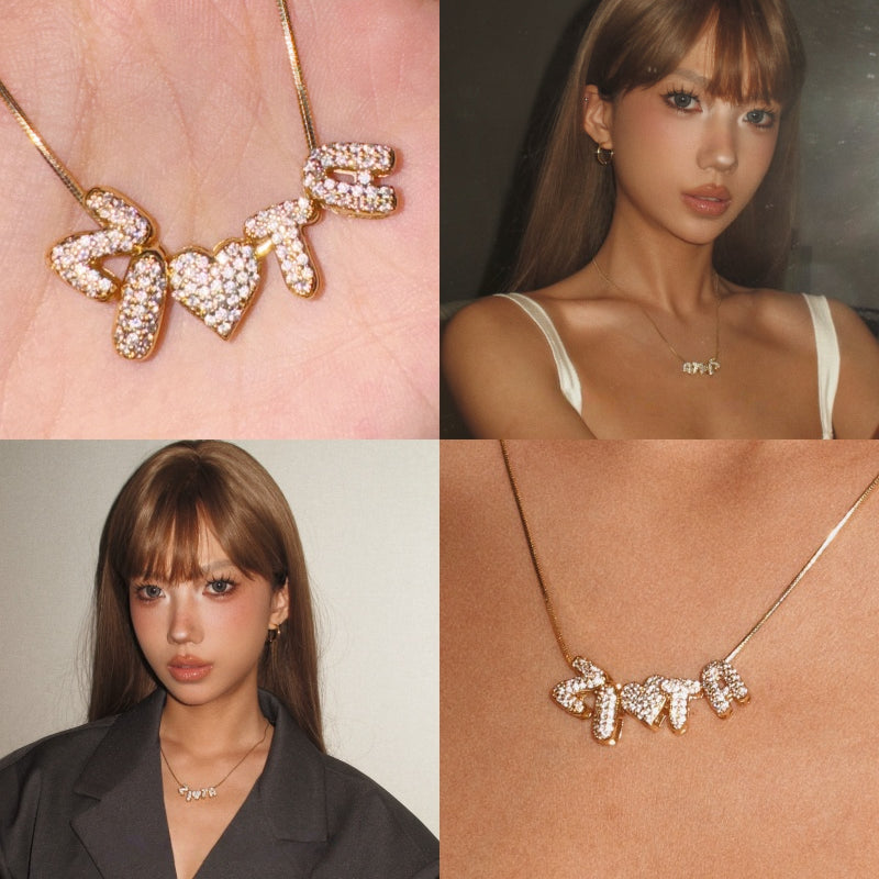Craft Your Unique Signature | Custom 26 Letters DIY Paved Diamond Name Necklace
