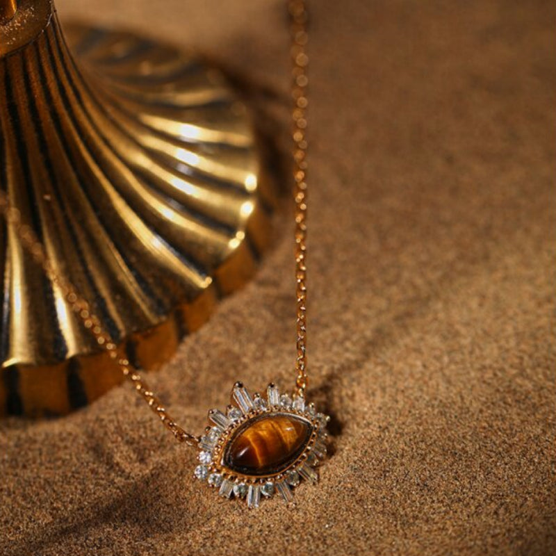 Collier Œil de Tigre naturel mauvais œil - Bloque l'énergie négative et éloigne les mauvais esprits