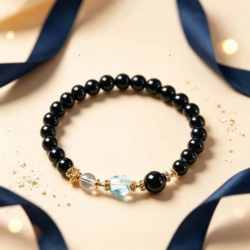 Water Element Balance Natural Obsidian Bracelet — Obsidian Blocks Harmful Malice