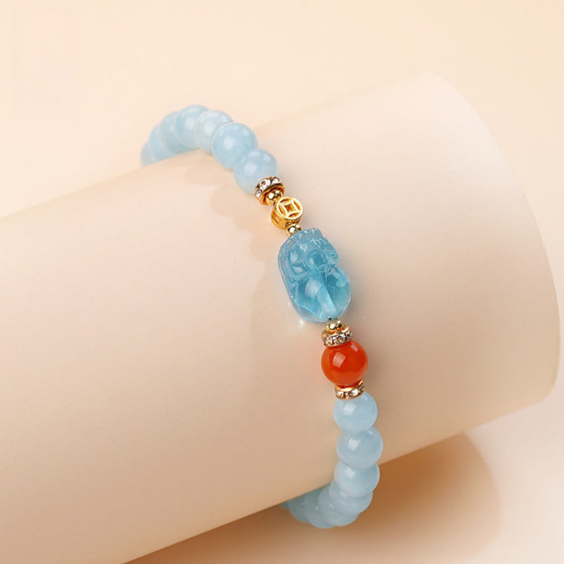 Bracelet en aigue-marine naturelle pour attirer la richesse