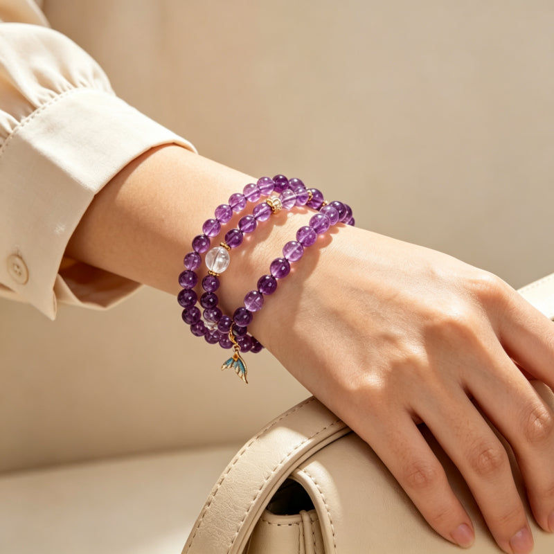Bracelet « Muguet » en Améthyste naturelle – Sagesse ouverte, Attire les bienfaiteurs