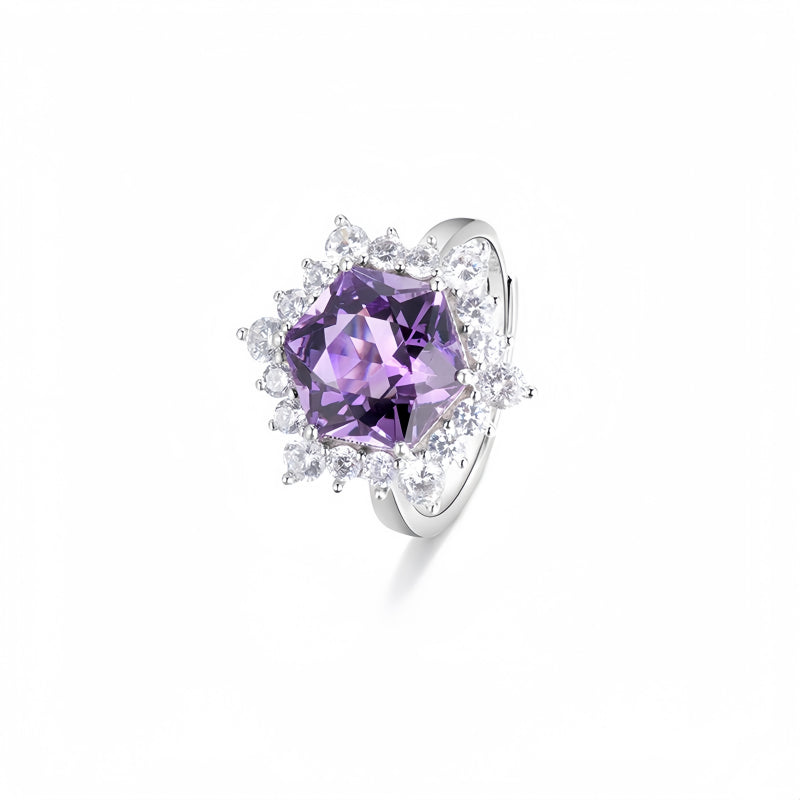 Sunburst Halo Amethyst Ring - Wear Peace, Carry Luck