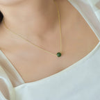 Dainty Natural Hetian Green Jade Bead Necklace - Calm & Peace