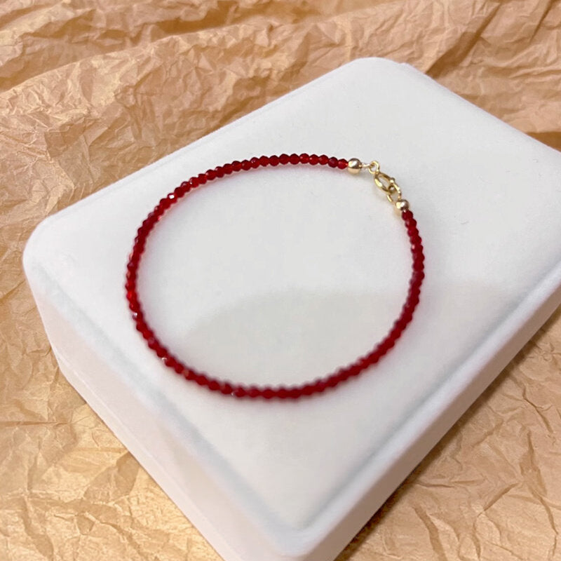 Fine Sparkle Red Spinel Bracelet, Good Luck & Wealth Crystal Bracelet for Women