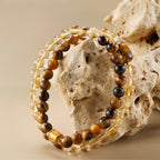 Bracelet Citrine Naturelle et Œil de Tigre – Double Succès et Richesse