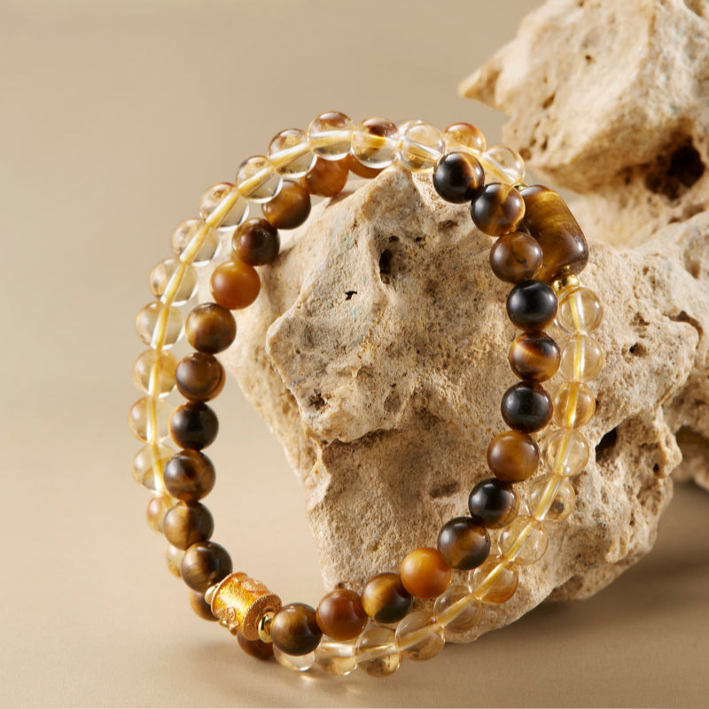 Natural Citrine & Tiger's Eye Bracelet - Double Success & Wealth
