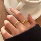 Natural Tiger Eye Stone Ring With Retro Saddle And High-end Design