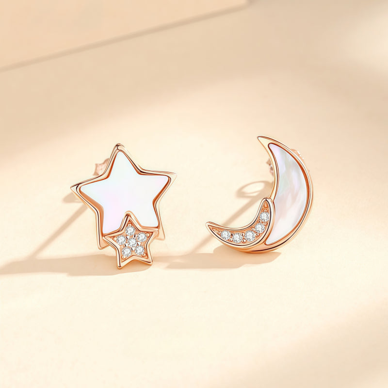 Beimu Star Moon Asymmetric Earrings - Awakens Your Inner Intuition