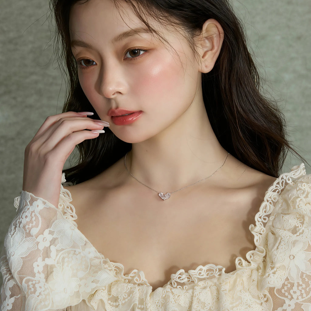Collier Cœur en Quartz Rose - Guérir et Rétablir avec Amour