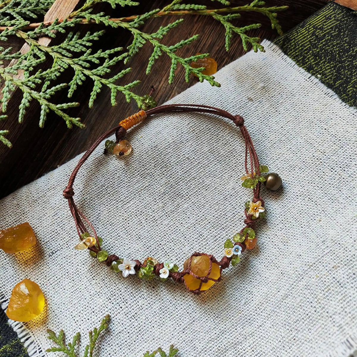 Natural Yellow Fluorite Hand Braided Bracelet - Confidence & Manifestation Energy