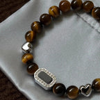 Bracelet œil de tigre naturel — Perles porte-bonheur diffuseur d'arôme pour couple