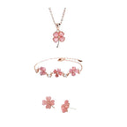 Lucky Four‑Leaf Clover Necklace/Bracelet/Earrings Set - Conveying Romance