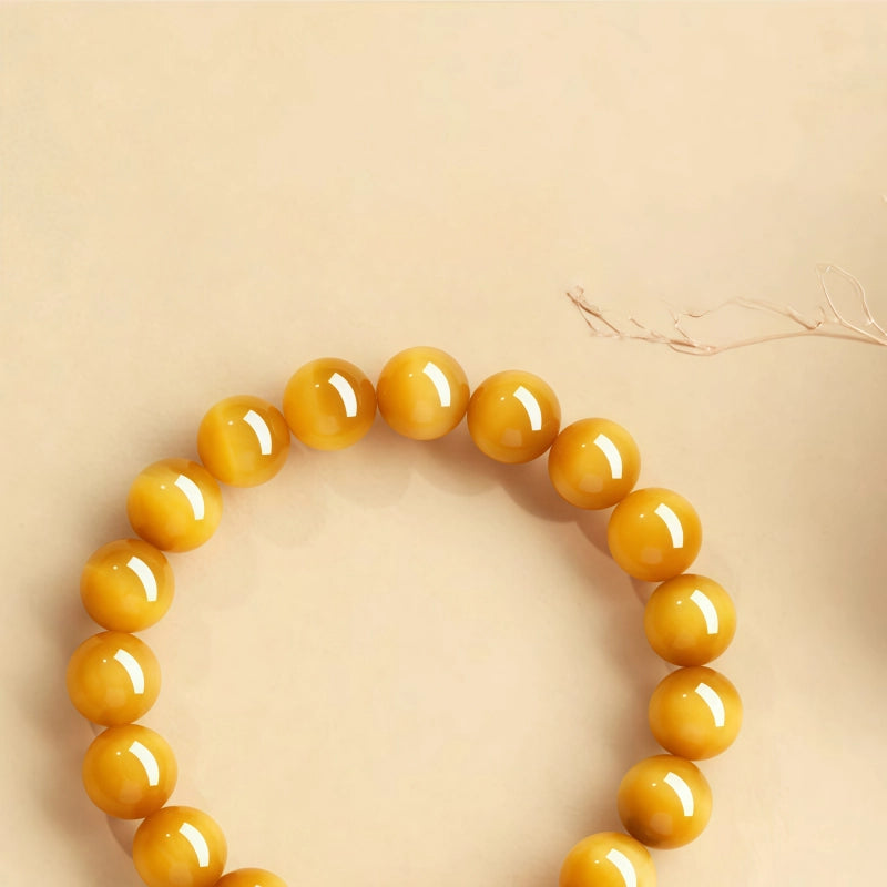 Bracelet brésilien authentique en œil de tigre doré naturel pour femme - Attire la richesse