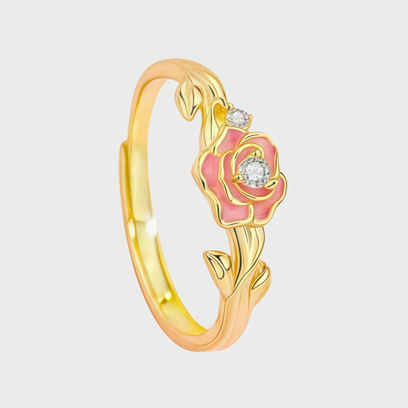 Bague rose en émail lumineux - Bague Amour