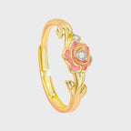 Bague rose en émail lumineux - Bague Amour