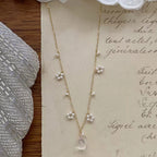 Collier Fleur de Perle et Quartz Rose Naturel – Cœur Ouvert, Attire la Douceur