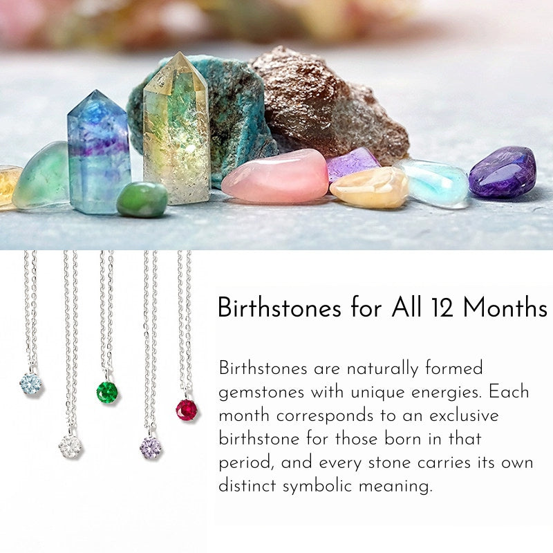 Vintage Fine 12 Birthstone Clavicle Necklace, Ideal Birthday Gift Accessory