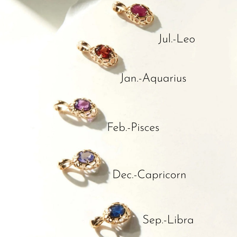 12 Birthstone Openwork Zodiac Necklace, 925 Sterling Silver Versatile Clavicle Necklace