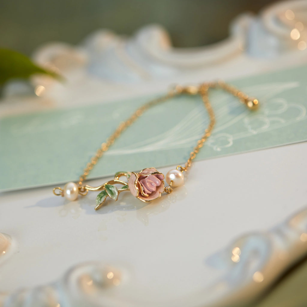 Rose Pink Necklace/Bracelet/Ring/Earrings Set - Sincere Romantic Love