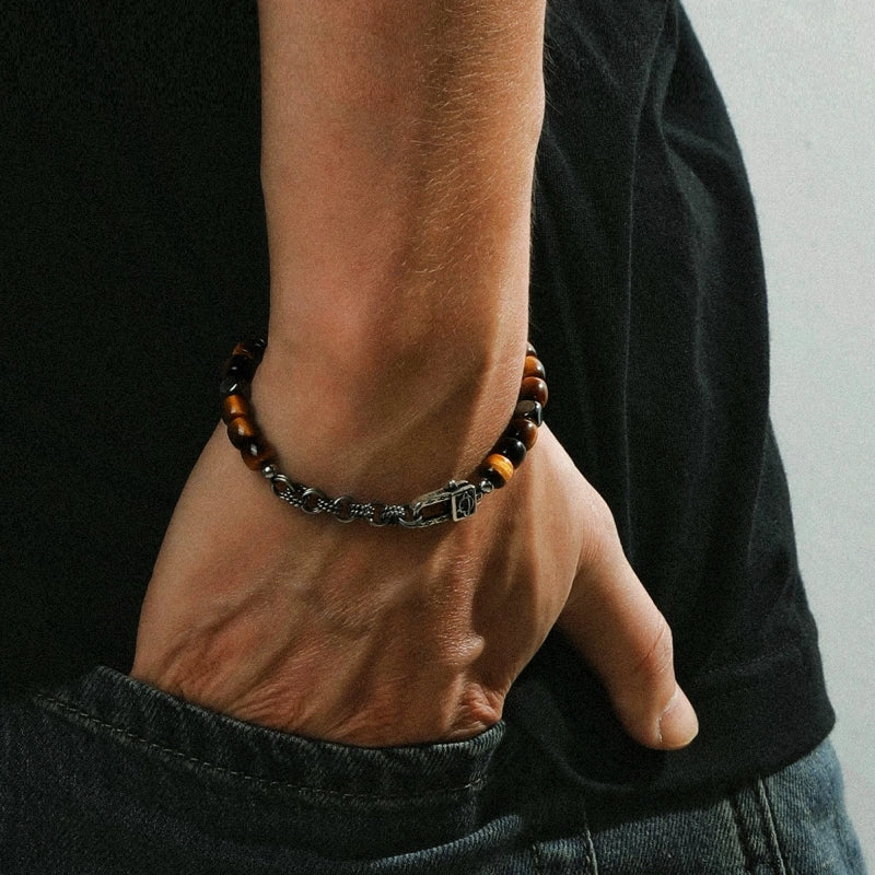 Cross Protection Natural Tiger Eye Bracelet