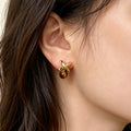 Geometric Tiger Eye Stud Earrings — Niche Maillard Crystal for Fortune