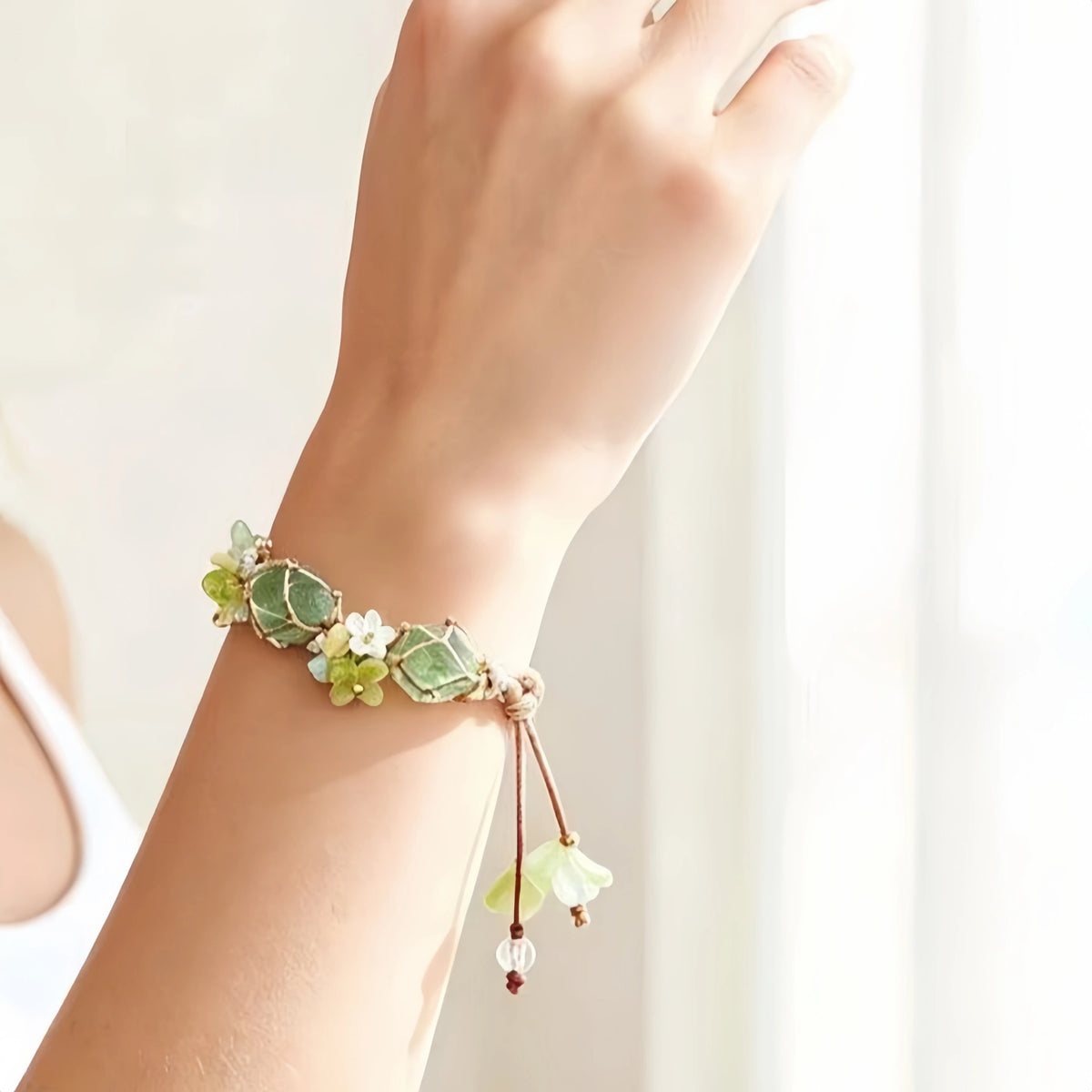 Natural Raw Crystal Braided Bracelet - For Positive Energy